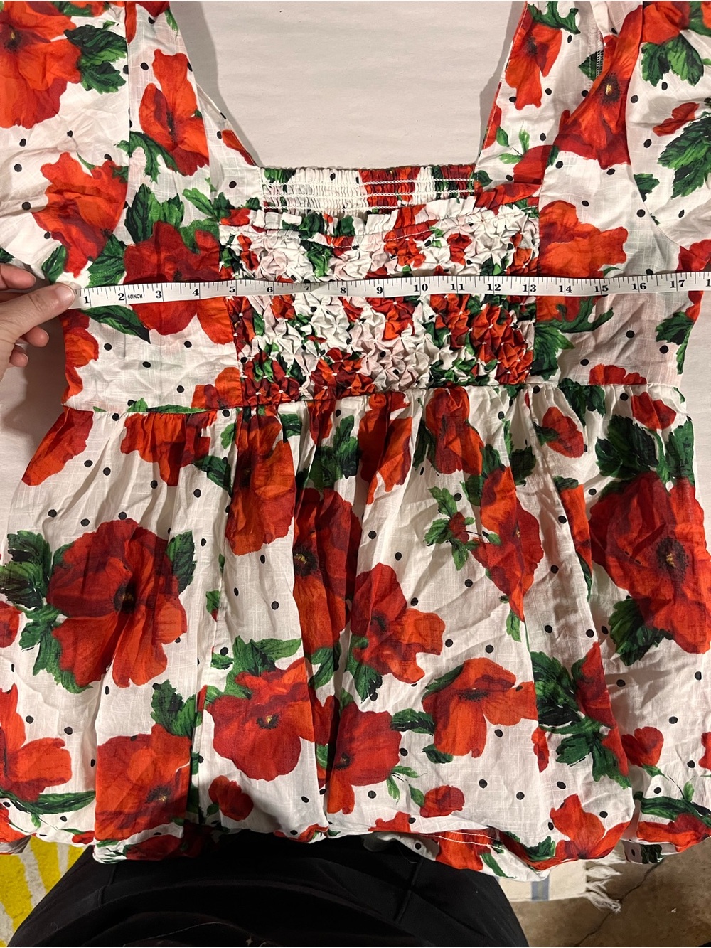 Maeve Anthropologie Square Neck Smocked Baby-Doll Floral Mini Dress Large - Picture 12 of 16